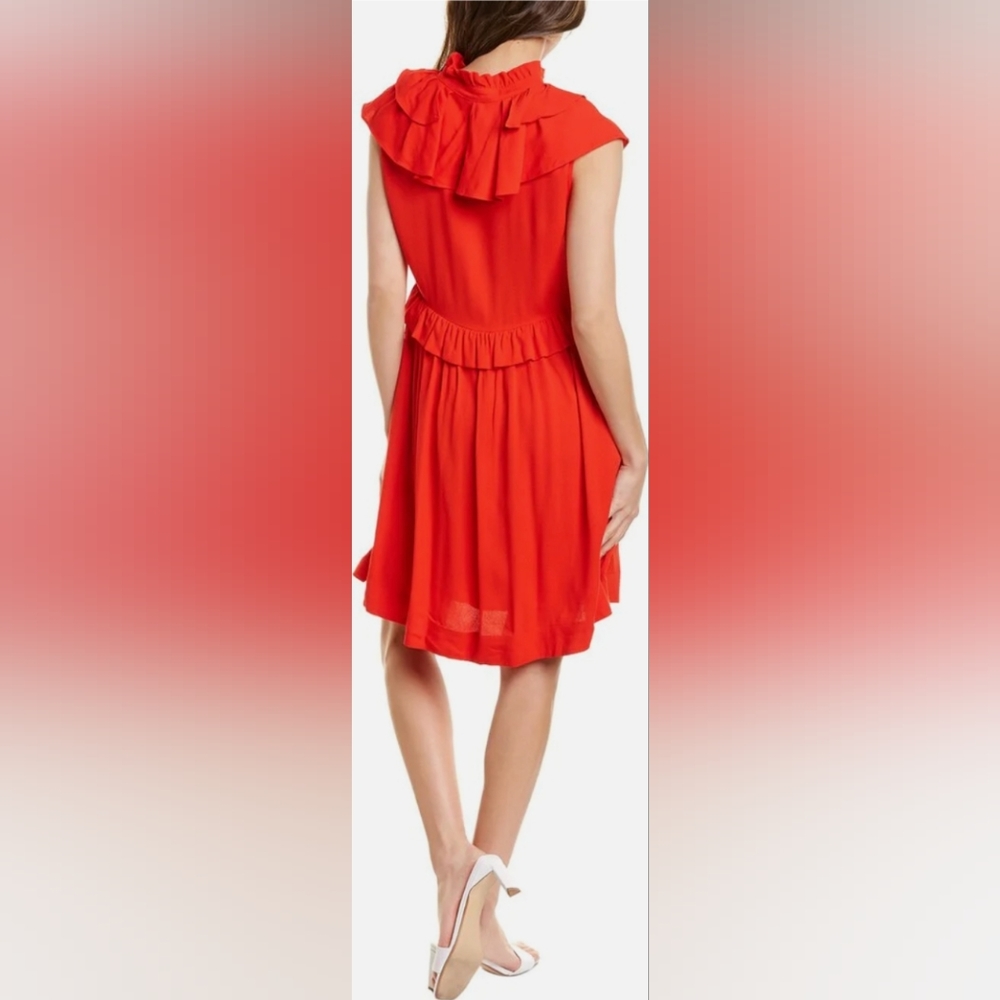 π₯ Host Pick π₯ MAJE Red Rutta Ruffled Crepe Mini Dress - Picture 2 of 16